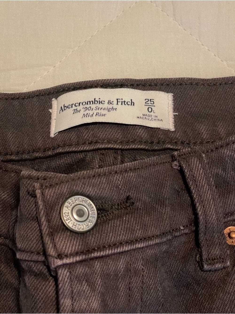 Abercrombie & Fitch Women's Mid-Rise Straight Leg Jeans in Dark Brown - Picture 6 of 8